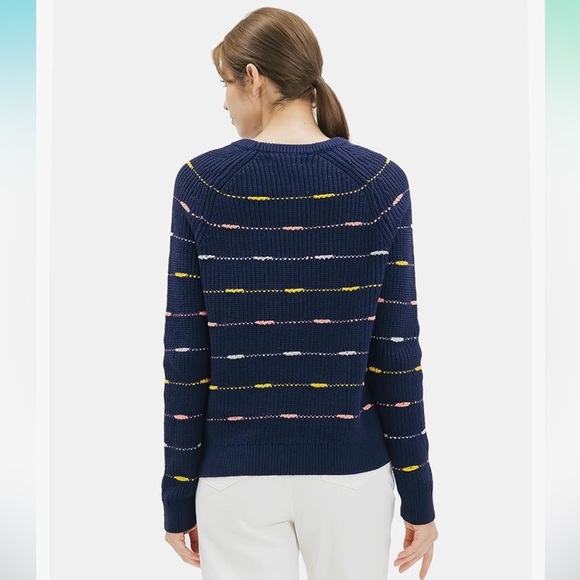 Cable Stitch Women's Stripe Sweater, Crewneck Long Sleeve Knitted Pullover Small - Picture 2 of 8